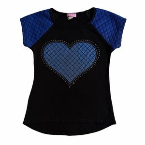 Girls Black and Blue Heart Shirt Size 10